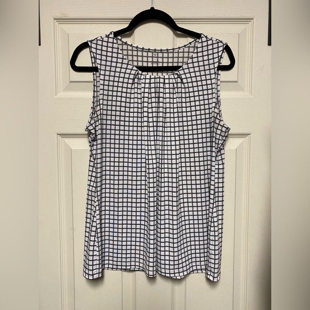 Women's Worthington Sleeveless
Windowpane Top - Black, White, and Green